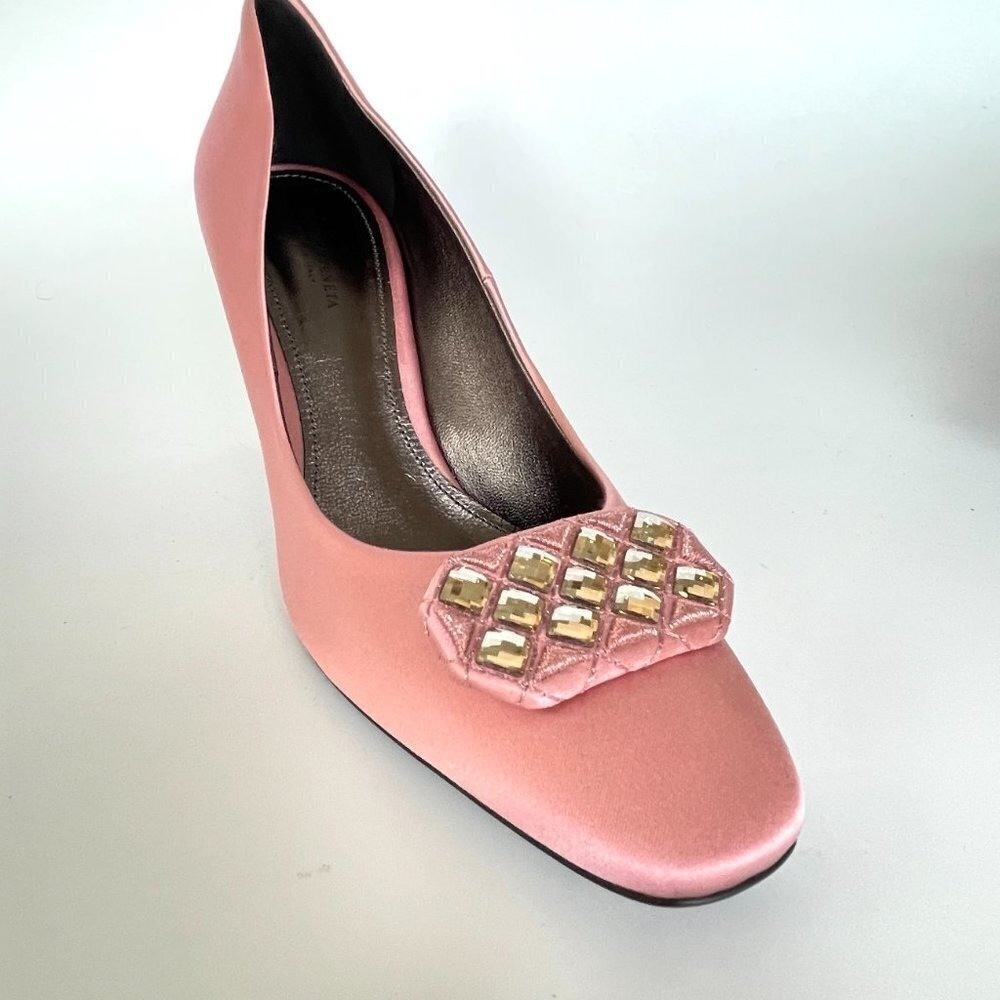 Bottega Veneta 454350 Women's Crepe Satin Stiletto shoe Pastel Pink Sz. 39 - Picture 9 of 15